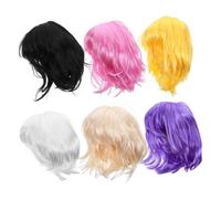 VALICLUD 6piezas Conjunto de Peluca Bob Corto Rizado Peluca Sintética Colorida para Cosplay Fiestas Diarias de Disfraces para Mujeres y Niñas Halloween o Despedida de Soltera