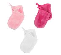 VALICLUD 6piezas Guantes De Limpieza Facial Exfoliantes Unidades Toallas De Microfibra Suaves Para Desmaquillar Viaje Colores Blanco Rosa y Prácticos y Reutilizables