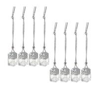 VALICLUD 8 Botellas Difusoras de Aroma para Coche Colgantes de Cristal Cuadradas Plateadas, Ambientador Aceites Esenciales, Decoración Automotriz para Espejo Retrovisor, Juego de 8 Piezas