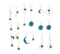 VALICLUD 8 pares Pendientes Colgantes Planeta Asimétricos para Mujer de Aleación de Zinc Diseño Océano y Estrellado Joyería Elegante para Fiestas y Diario