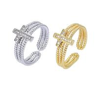 VALICLUD 8piezas Anillos Ajustables Abiertos De Zirconia Para Mujer Joyería Elegante y