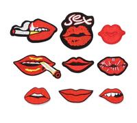 VALICLUD 9 Parches Bordados en Forma de Boca Grande Material de Tela para Coser Color Rojo Decoración de Ropa y Reparación de Vaqueros Adecuado para Ornamento Diario