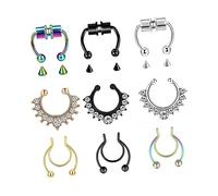 VALICLUD 9 Piezas Ring de la Nariz Juego de Chaqueta de Nariz para Joyas de Nariz Anillos en la Nariz Falsos Anillo de Nariz Falso puños nasales Anillos en la Nariz Acero Inoxidable