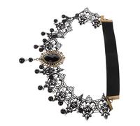 VALICLUD Accesorios Cabello Góticos Retro Banda Frente De Reina Diadema Gótica Con Cabeza Estilo Alternativo Para Fiesta De Halloween Joyería Punk Con Collar De Encaje y Colgante De