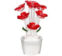 VALICLUD Adorno de Mesa Único Forma de Flor de Cristal Rojo, Decoración Estable y Delicada para Escritorio y Regalos para Casa