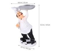 VALICLUD Adorno de Resina Chef Europeo con Bandeja Estatua Decorativa para Cocina Restaurante y Hogar Figura Miniatura para Mesa Regalo para Cocineros y Cocinillas