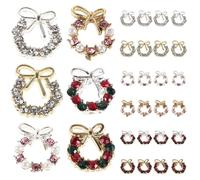 VALICLUD Adornos para Uñas Navideños 30 Piezas Tachuelas Metálicas Gemas de Imitación y Lazos Forma de Guirnalda Decoración de Uñas Guirnalda Festiva para Manicura y Arte Navideño