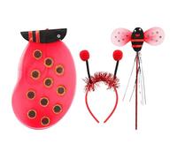 VALICLUD Alas de Mariquita para Niñas con Diadema y Varita Mágica Disfraz Ligero de Cosplay para Fiesta y Carnaval Accesorios de Hadas Seguros y Cómodos de Tul y Alambre