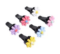 VALICLUD Ambientador para Coche Clip de Aromaterapia de Margaritas Pequeñas, Juego de 6 Piezas en Resina Multicolor, Decoración Interior para Verano y Uso Diario, Accesorio Funcional