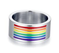 VALICLUD Anillo De Acero Inoxidable Rotativo Arcoíris Resistente Al Agua Joyería Lgbt Para Orgullo Gay y Lésbico