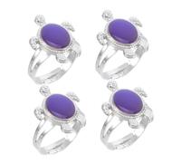 VALICLUD Anillo de Tortuga que Cambia de Color por Sensibilidad Térmica, Aleación Creativa Unisex, Pack de 4 Piezas para Accesorios Divertidos y Emocionales
