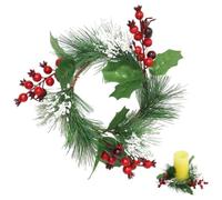 VALICLUD Anillo Portavelas Navideño, Anillo de Vela Navideño, Verde, PVC, Tela de Seda, Espuma y Alambre de Hierro, Estilo Realista, para Puerta y Pared, Hotel y Thanksgiving