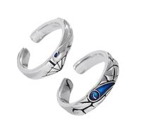 VALICLUD Anillos de San Valentín para Parejas, Anillos de Dedo de Cobre Estilo Vintage Diseño de Ojos, Conjunto de 2 Piezas en Plata Antigua para Obsequio Romántico y Ocasiones Obsequios