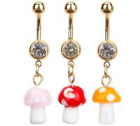 VALICLUD Anillos Ombligo 3 Piezas Forma de Hongo de Resina Colorida Joyería para Piercing Ombligo para Mujeres Diseño Curvado y Superficie Pulida Accesorios de Moda para Fiestas y Uso
