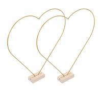VALICLUD Aros Metálicos Forma de Corazón Base de Madera Natural Set de 2 Unidades de 30 CM X 3 MM Soporte Decorativo Multifuncional para Centros de Mesa Manualidades y Arreglos de Boda