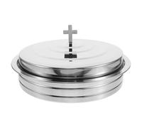 VALICLUD Bandeja Apilable y Capacidad Grande Santa Comunión de Acero Inoxidable Diseño Redondo y Fácil de Limpiar Adecuado para Servir Pan en Iglesia