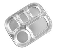 VALICLUD Bandeja Dividida Inoxidable para Almuerzo Plato con Compartimentos para Servir Comida para Comidas y Verduras Diseño Práctico y de Limpiar