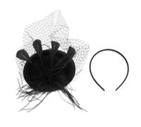 VALICLUD Banque Headwear Tocado de Malla con Sombrero Pastillero Retro para Mujer Fiesta Cóctel Boda Té Diadema Elegante Negra