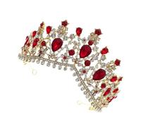 VALICLUD Barroca para Mujer con Cristales Rojos Tocado de Novia Elegante para Bodas Fiesta y Banquetes Diadema Decorativa Vintage para Princesas y Reinas