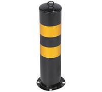 VALICLUD Bolardo de Seguridad de Acero de 50 CM Negro y Amarillo Columna de Aislamiento Vial Reflectante Poste para Barrera Fija de Tráfico y Bloqueo de Parking Adecuado para Entradas y