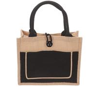 VALICLUD Bolsa de Compra Reutilizable Grande de Yute Negra, Resistente al Agua con Botón y Asa Corta, Bolso Multiusos para Supermercado, Almuerzo y Uso Diario, Ligera y Portátil