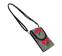 VALICLUD Bolsa De Lona Bordada Solapa Bolso Bandolera para Teléfono Móvil Bolso De Hombro Creativo Flores Bordadas para Diario y Fiestas