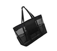 VALICLUD Bolsa de Malla para Playa Portátil y Práctica para Guardar Ropa y Juguetes de Playa Baño y Viajes Negra