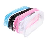 VALICLUD Bolsa de Papelería Grande Multiusos Cremallera, 4 Piezas | Plástico Transparente de Colores, para Oficina y Escuela, Formato Ligero de Gran Capacidad