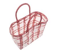 VALICLUD Bolsa de Playa Tejida Pequeña Transparente de Plástico Resistente Bolso Tote Casual para Compras y Verduras con Asas Reutilizable y Multifuncional para Uso Diario y Transporte