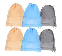 VALICLUD Bolsas Transparentes Para Zapatos De Viaje y Guardapolvo, Tejido De Yute Transpirable, Portátiles y Ligeras, Para Hombres y Mujeres, Kit De 6 Bolsas Tamaño Mediano Para Organización En Maleta