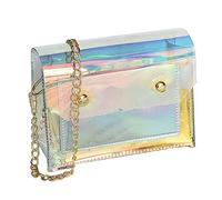 VALICLUD Bolso Bandolera Bolso Holográfico Iridiscente con Bolso de Mano Transparente con Cadena para Mujer