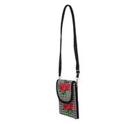 VALICLUD Bolso Bandolera Bordado Étnico De Lona Tapa, Ligero y Portátil, para Mujer y Niña, Adecuado para Viajes y Uso Diario, Diseño Flores Rosas, Tamaño Compacto