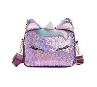 VALICLUD Bolso bandolera con lentejuelas para mujer y niña, diseño de unicornio con purpurina, color Morado, talla Medium