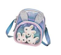 VALICLUD Bolso Bandolera Elegante de Cuero PU Diseño de Conejo para Niñas, Bolso un Hombro Azul, Bolsa Infantil para Uso Diario y Excursiones, Tamaño Pequeño
