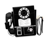 VALICLUD Bolso Bandolera Mujer Forma Teléfono Creativo PU Ligero para Uso Diario y Viajes con Correa Desmontable Negro