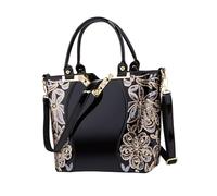 VALICLUD Bolso Bandolera Mujer Negro con Acabado Brillante y Bordado Bolso de Hombro Elegante y Duradero para Viaje y Uso Diario Amplio Compartimento para Accesorios Esenciales