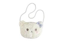 VALICLUD Bolso Bandolera Oso De Peluche Cadena De Perlas Bolso De Mujer Blanco Para Uso Diario Bolsa Pequeña Suave y Cómoda Para Adolescentes