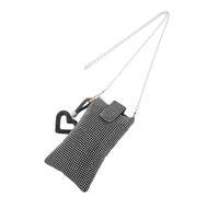 VALICLUD Bolso Bandolera Pequeño para Celular de Mujer Diseño Cuadrado con Gemas de Imitación Color Negro Correa Llavero Corazón Adecuado para Viajes y Uso Diario
