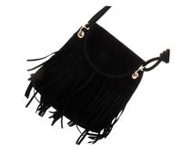 VALICLUD Bolso Bandolera Vintage Borlas Negro Estilo Retro Poliéster Para Mujer Uso Diario y Casual Diseño Pequeño y Funcional