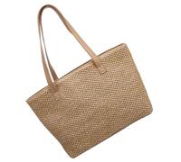 VALICLUD Bolso de Hombro Tejido de Paja Grande Color Caqui Bolso de Verano para Mujer de Gran Capacidad Adecuado para Playa Viajes y Uso Diario 1 Pieza