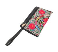 VALICLUD Bolso de Mano Bordado Étnico de Rosas, Clutch Bohemio Compacto y Resistente para Mujer, Bolso de Fiesta y Boda Diseño Floral, Adecuado para Eventos Culturales y Uso Diario