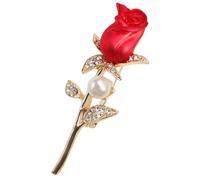 VALICLUD Broche de Rosa Roja Pequeña, Pin Decorativo de Aleación, Accesorio Versátil para Mujer, Obsequio Romántico para Aniversario y San Valentín, Broche de Moda para Ropa y Vestidos