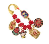 VALICLUD Broche de Seguridad Vintage Rojo Hecho a Mano con Cordón Chino | Joya Tradicional de Metal y Tela, para Embarazadas y Accesorios, Uso en Matrimonio y Showers