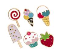VALICLUD Broches de Piruletas y Helados Kawaii de Esmalte, Accesorio de Moda Colorido y Ligero para Mujer, Decoración Veraniega para Camisetas, Mochilas y Vestidos, Set de 6 Unidades