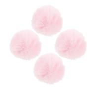 VALICLUD Broches Decorativos con Pompones Esponjosos, Accesorio de Ropa con Alfiler, Pompones Desmontables para Gorros, 4 Piezas Rosa Claro de 8 Cm para Manualidades y Decoración