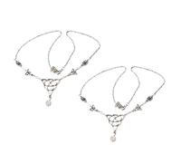 VALICLUD Cadena De Aleación Frente 2 Piezas Tamaño Único Decoración Del Cabello Para Boda Fiesta Mujeres y Niñas Accesorio Brillante Cuentas