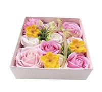 VALICLUD Caja De 1 Pieza Caja De De Flor De Jabón Cuadrado Navidad Boda Víspera De San Valentin Flor Artificial Decoración Del Hogar Material Sintético Rosa