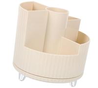 VALICLUD Caja De Almacenamiento De Cepillo De Maquillaje De Soporte Para Lápiz De Lápiz Titulares Poseedor Titular De Maquillaje Hacer Características Pincel Encimera Giratorio Beige Abs