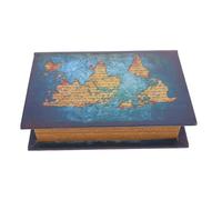 VALICLUD Caja de Almacenamiento de Libros Falsos Estilo Europeo Madera MDF Pequeña Diseño Mapa Bosque de Cuentos Caja Decorativa Vintage para Comida y Joyas Uso en Hoteles y