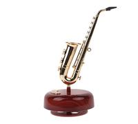 VALICLUD Caja de Música Mecánica Retro de ABS Pequeña Caja de Melodías Decorativa para Escritorio Diseño Giratorio de Saxofón Obsequio Original para Festivales y Decoración del Hogar